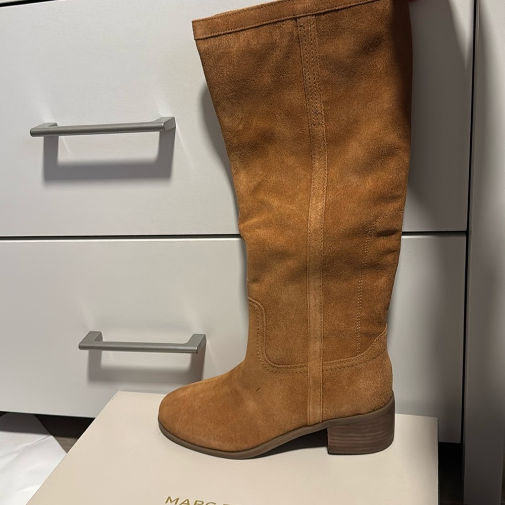 Marc Fisher Impulsa Boots Suede Cognac Size 7.5 M